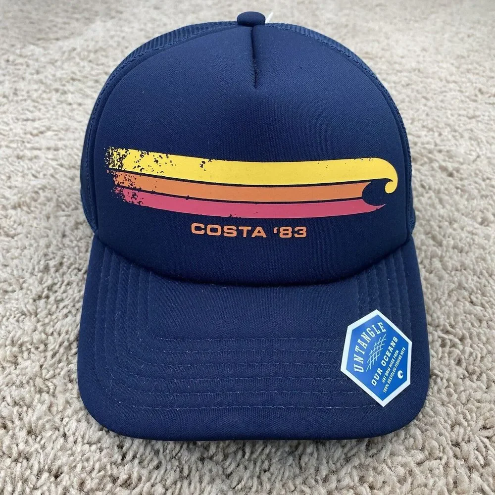 Costa 83 Del Mar Hat Hang Loose Blue Foam Mesh Stripe‎ Logo Trucker Snapback Cap